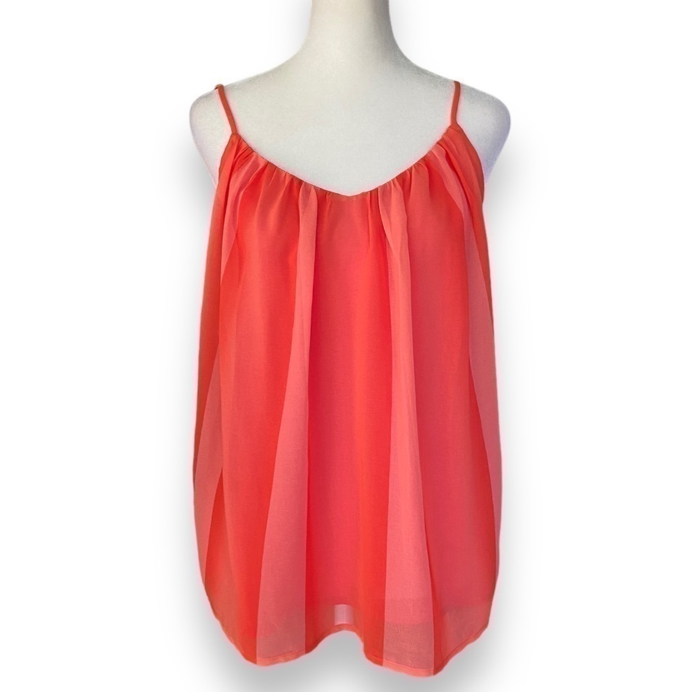 NEW Trina Turk Hot Pink and Orange Stripe Overlay Cami | Size Extra Small